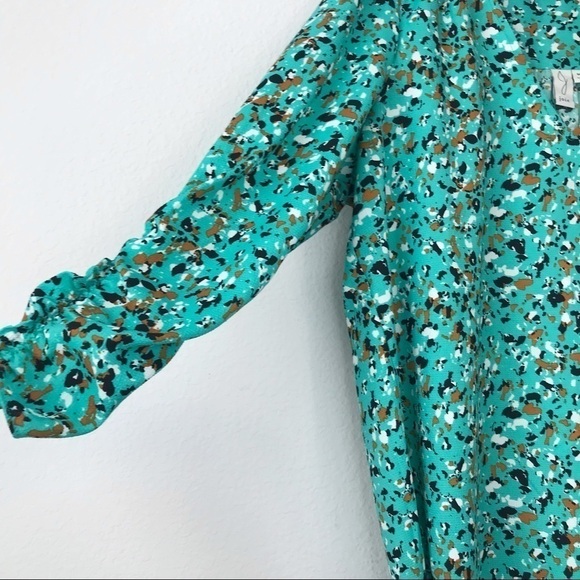 Joie Ruched Puff Sleeve Ditsy Floral Oversized Retro Top Blouse - Picture 10 of 12